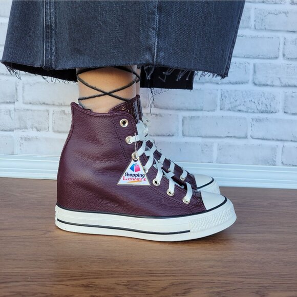 ❤️Converse Chuck Taylor All Star Wedge 8.5 Womens Shoes Sneaker Burgundy A12349C - Picture 3 of 15